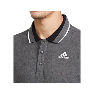 Polo de primera calidad para hombre en color negro, de moda, con cuello ribeteado y dobladillo en contraste blanco. - Product Image 2