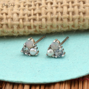 ต่างหูเงินแท้ 925 ประดับพลอยหลายชนิด 3 เม็ด ดีไซน์เรียบหรู เหมาะเป็นของขวัญวันครบรอบ ขายส่งเครื่องประดับ - Product Image 5
