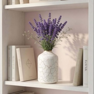 Jarrón Decorativo Hecho a Mano con Acabado Craquelado Blanco, 15.7 cm de Altura, Diseño Minimalista - Product Image 2