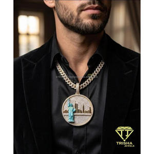 Pendentif Moissanite Diamant Repère Urbain en Argent Sterling 925 Entièrement Sertie de Pierres Rondes, Bijou Hip Hop - Product Image 3