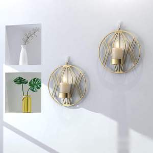 Support mural géométrique en fer pour bougies, chandelier moderne en métal pour la décoration intérieure du salon et des fêtes de mariage - Product Image 6