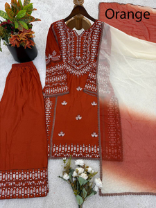 Conjunto de Kurta y Palazzo de Algodón Azul PinkCityBlocks para Mujer, Estilo Tradicional Indio-Pakistaní, Corte Regular, Largo Midi, Ropa Formal - Product Image 4