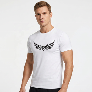 T-shirt blanc à manches courtes pour homme avec logo noir, col rond, design imprimé, coupe classique - Product Image 6