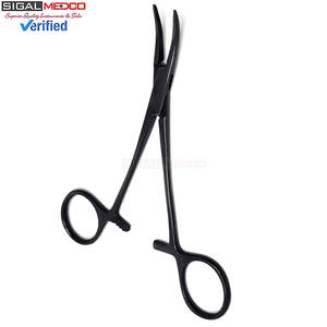 Pinzas Hemostáticas con Bloqueo, 5 Pulgadas, Curvas, Mordazas Totalmente Dentadas, Acero Inoxidable Negro, Pinza Quirúrgica Manual, Certificación CE, para Enfermeras y Médicos - Product Image 6