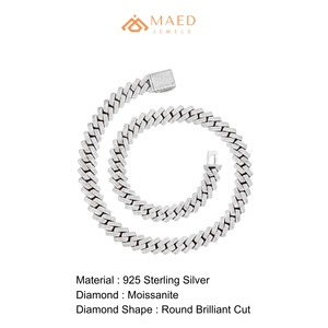 สร้อยคอเงินแท้ 925 ประดับมอสซาไนต์ ดีไซน์แบบ Cuban Link แฟชั่นเครื่องประดับสไตล์นิวยอร์ก สำหรับผู้ชายและผู้หญิง ดีไซน์คลาสสิก - Product Image 6
