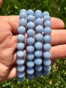Hot Sale Premium Grade Feng Shui Angelite <b>Crystal</b> Beaded <b>Bracelet</b> Handmade Women's Men's Natural Healing Stone Elastic - Product Image 2