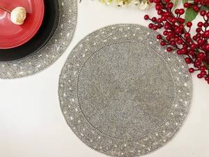 Designer Handmade Beaded Embroidery <b>Placemats</b> Luxury Decorative <b>Table</b> Mats for <b>Dining</b> Room Wedding Reception and Party Decor - Product Image 4