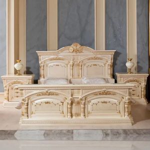 Offre Spéciale : Ensemble de Chambre Emma Luxe Classique Ivoire pour Hôtel – Lit en Bois Sculpté, Armoire et Coiffeuse – Style Européen Élégant - Product Image 1