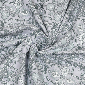Heritage King Size Cotton Bedsheet Grey Blue Floral Hand <b>Block</b> Print <b>Bed</b> Sheet with 2 Pillow Covers - Product Image 2