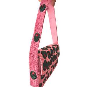 Bolso de hombro con cuentas color rosa oliva |   Bolso de cóctel con lentejuelas hecho a mano, estilo Dirty Martini Y2K, regalo para ella |   Inspirado en Anthropologie F - Product Image 1