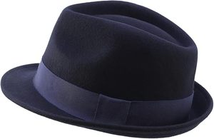 Classic Navy Wool Fedora Hat with Ribbon Band Unisex Adjustable Wide Brim Formal Style for Adults Four Seasons Casual Wear - Product Image 2