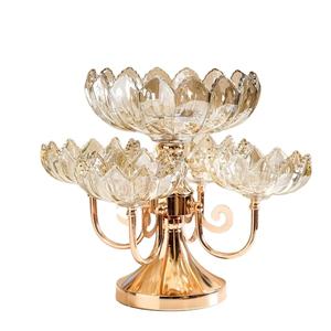 ชามโลหะสำหรับตกแต่งพร้อมขาตั้งปราศจากสาร BPA และเป็นมิตรกับสิ่งแวดล้อมโต๊ะแสดงผลที่หรูหราสำหรับใช้ในบ้านหรืองานปาร์ตี้ - Product Image 1