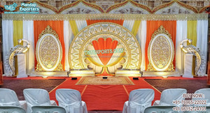 Decoración de escenario de recepción de boda glamorosa con impresionantes pilares FRP escenario abierto para impresionantes eventos de boda - Product Image 6