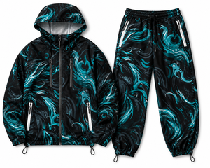 Custom Graphic Outdoor Set Waterproof Windbreaker Mesh Inner Lining <b>jacket</b> for men Two Piece Matching Outerwear Sweatpants Nylon - Product Image 4