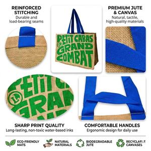 Bolsa de Compras de Yute Impresa Premium con Asas de Algodón, Reutilizable, Ecológica, para Compras y Promociones, para Uso Minorista - Product Image 4
