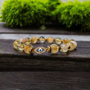 Calidad Premium 100% Natural Citrine Smooth Bead Bracelet Evil Eye Charm Nueva llegada Crystal Accesorios al por mayor Hombres Mujeres - Product Image 2