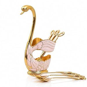 Organizador de Cubiertos Metálico con Forma de Cisne, Elegante y Vertical para Sala de Estar, Acabado en Pintura Horneada Duradera - Product Image 1