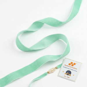 Ruban en velours vert menthe simple face de 12 mm, rouleau de 50 yards, idéal pour les boîtes Rakhi, paniers, décorations Thali, emballages artisanaux, personnalisable - Vente en gros - Product Image 4