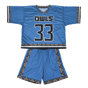 Ensemble maillot et short de lacrosse personnalisés par sublimation, anti-humidité, turquoise, uniforme d'équipe pour hommes et jeunes - Product Image 2