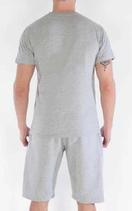 Conjunto Deportivo Básico de Algodón de Alta Calidad para Hombre, con Logotipo Personalizado, Camiseta de Manga Corta y Pantalones Cortos Casuales para Hombre - Product Image 3