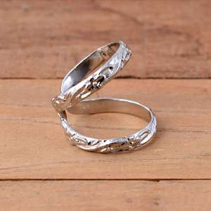 925 <b>Sterling</b> <b>Silver</b> Luxury Unisex Floral Finger Splint <b>Ring</b> <b>Adjustable</b> Arthritis Support Joint <b>Ring</b> - Product Image 2