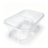 Boîtes alimentaires en plastique transparent à 2 compartiments avec couvercles hermétiques à clipser, boîtes de rangement jetables divisées pour pâtisserie