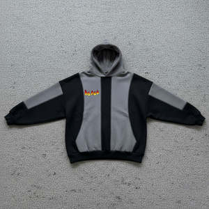 OEM Custom Made Grey Panels Women's Hoodies High Quality Cotton Fabric Heavy GSM Drop-Shoulder Hip Hop Style Hoodies for Woman - Product Image 1