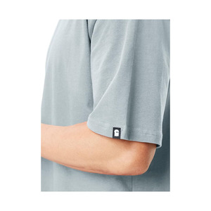 T-shirt décontracté à manches courtes et col rond pour homme, coupe ajustée, couleur unie, 100 % coton, séchage rapide, respirant, avec logo frontal, noir - Product Image 5