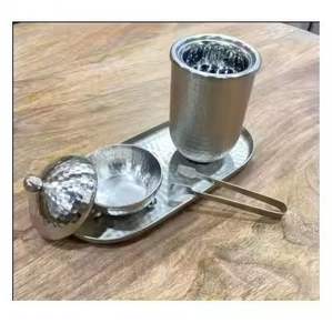 Juego de quemador de incienso árabe Bakhoor, quemador de Oud Mabkhara con bandeja y pinzas, decoración islámica para el hogar, regalo de Ramadán y Eid, soporte para incienso - Product Image 2