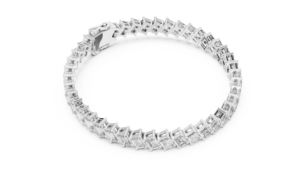 Pulsera de tenis con diamantes cultivados en laboratorio de corte esmeralda en oro rosa, en oro macizo de 18 quilates - Product Image 2