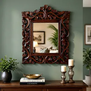 Brown Wall <b>Mirror</b> for Living Room Bedroom Hallway Home Decor Decorative Framed Wall Mounted <b>Mirror</b> - Product Image 3