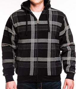 Heavy Thick <b>Flannel</b> Plaid <b>Jacket</b> Sherpa Fleece Lined Hoodies for Men Zip Up Winter Warm Coat - Product Image 1