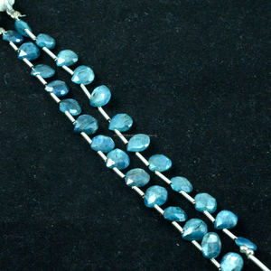 Cuentas en forma de corazón facetadas de cianita real con estilo, hebra de piedras preciosas naturales azules para joyería hermosa, alguien especial - Product Image 4