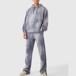 Men's Tie Dye Hoodie Sweatshirt <b>Set</b> Gradient Color Casual Autumn Wear 100% Cotton French Terry <b>Knitted</b> Joggers - Product Image 2