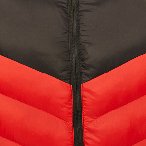 Men's <b>Red</b> Black Color Block Hooded Puffer <b>Jacket</b> Windproof Polyester Winter Coat Casual Outerwear Regular Fit Zipper Closure - Product Image 6