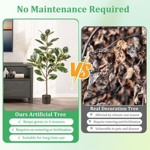 Lot de 2 arbres artificiels oiseaux de paradis de 1,3 m de haut, fausses feuilles de bananier avec détails réalistes, décoration intérieure/extérieure - Product Image 3