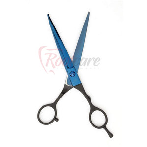 High Quality New Arrival High Quality Stainless Steel <b>Left</b>-<b>Handed</b> Foldable Long Handle Barber <b>Scissors</b> Plasma Blue ROOTCARE - Product Image 2