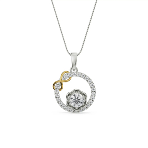 Collier pendentif en forme de fleur avec diamant, argent 925 plaqué rhodium, chaîne serpent, bijoux de luxe pour femmes, bijoux de fiançailles - Product Image 2