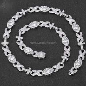 Customizable 18K Yellow Gold Miami Cuban Link Necklace <b>Rope</b> <b>Chain</b> VVS Moissanite Bezel Setting for Certified Unisex Gift - Product Image 1