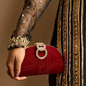 Pochette de Soirée Femme Personnalisable de Haute Qualité avec Broderie Perles et Strass, Fermeture Magnétique, En Stock - Product Image 6