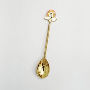 Cuillère en laiton plaqué or à prix raisonnable, design arc-en-ciel, manche long, compatible lave-vaisselle, pour la maison, les hôtels, les mariages, les dîners sur table - Product Image 1