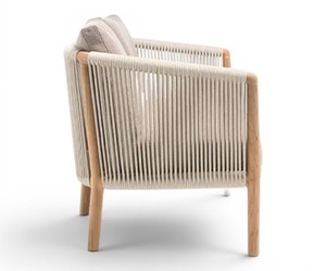 Sofá de Cuerda Moderno para Exteriores de 2 Plazas, Estructura de Madera de Teca Sin Tratar, Resistente a la Intemperie, con Cojines, Muebles de Jardín y Patio, Fabricante Jepara - Product Image 3