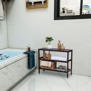 Moderna Scarpiera a 3 Ripiani in Bambù con Panca, Scaffale Multifunzionale per Ingresso, Corridoio, Bagno o Soggiorno - Product Image 5