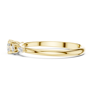 Bague de fiançailles en or jaune avec diamant taille ronde et pierres latérales marquise pour femme, bijoux fins - Product Image 5