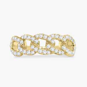 Anillos de cadena cubana Miami de oro macizo de 6.6mm 10k 14k y plata 925 con diamantes redondos cultivados en laboratorio, anillo llamativo con pavé, joyería apilable - Product Image 1