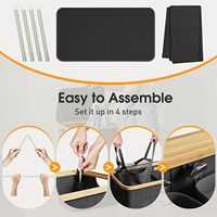 Panier à linge de grande capacité 160L avec couvercle, panier à linge à 3 compartiments, fenêtre de ventilation, sac intérieur amovible, cadre en bambou pliable