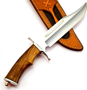 Cuchillo de caza de acero D2 hecho a mano para la industria del bricolaje, mango de madera de palisandro, funda de cuero fino, cuchillo vikingo personalizable para exteriores - Product Image 3