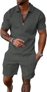 Ensemble de survêtement homme été tricoté brodé 100% coton séchage rapide manches courtes logo personnalisé style urbain 300g chemise et short - Product Image 5