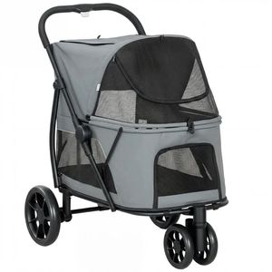 Poussette pour animaux de compagnie grise facile à transporter, poussette pour chien pratique pour les voyages - Product Image 6