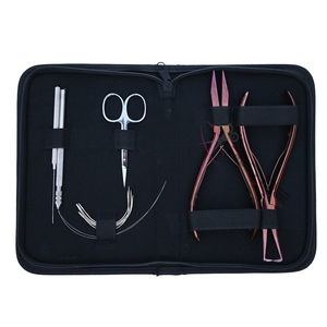 Hair <b>Extension</b> Tools Kit with Hand-Tied Weft Needles 7 Inch Flat <b>Bead</b> Crimper Extraction Removal Plier High Grade Beauty Tools - Product Image 5